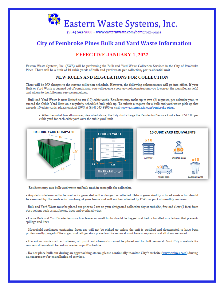Bulk Waste Notice - Effective January 1 2022